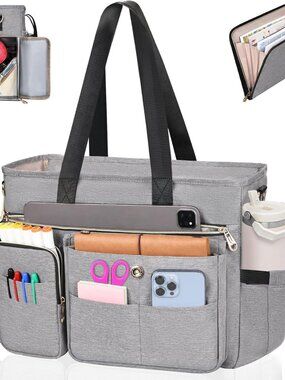 Teacher Tote Bag for Women 2Pcs, 15.6'' Laptop Work Bag Computer bag w/Expandabl